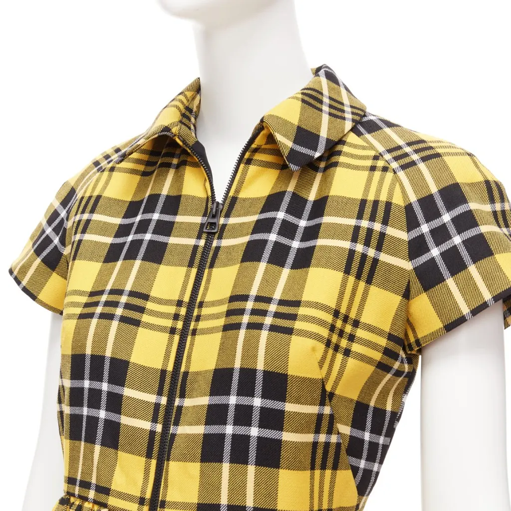 Dior Punk Plaid Dress Yellow Wool Never worn - Back View