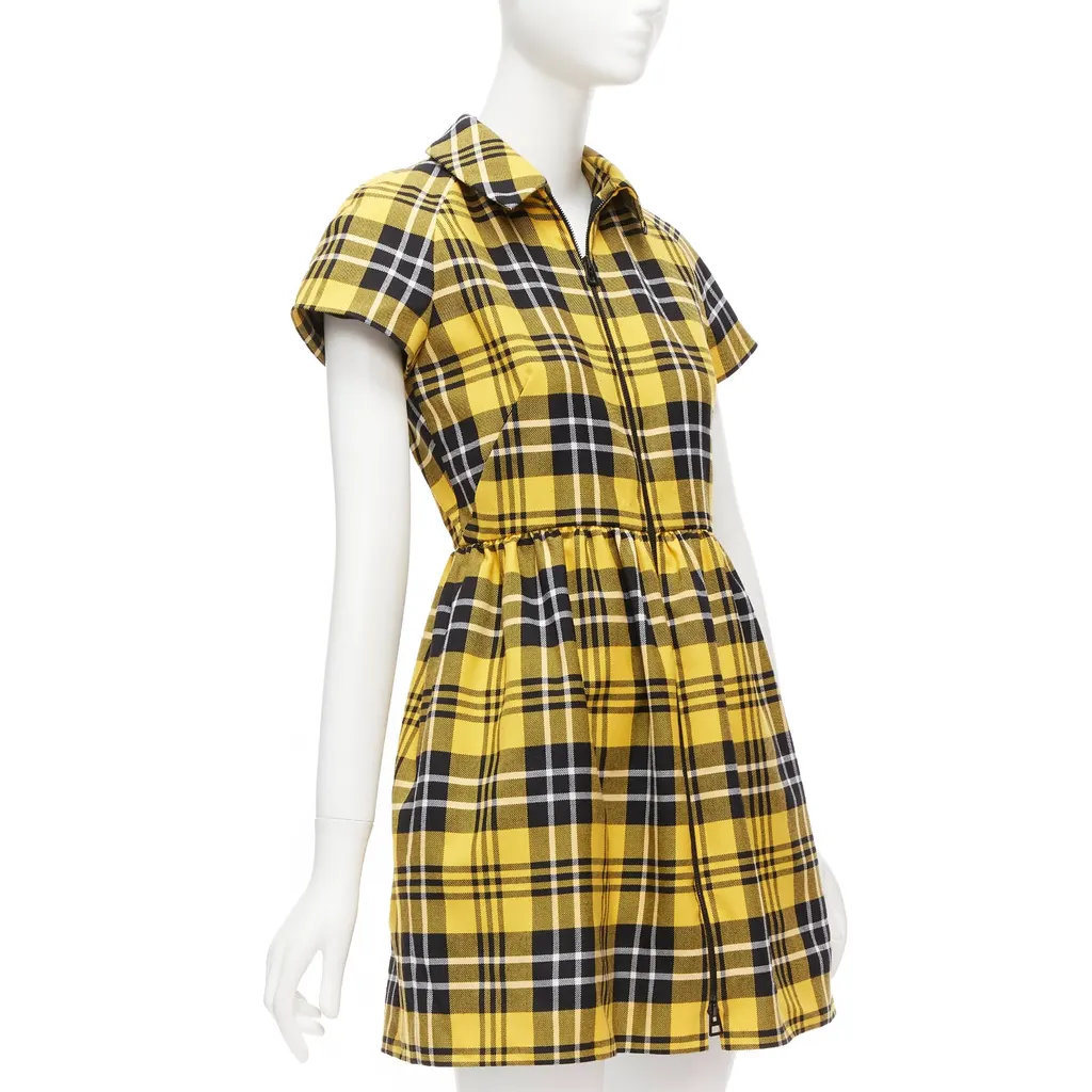 Dior Punk Plaid Dress Yellow Wool Never worn - Inside View