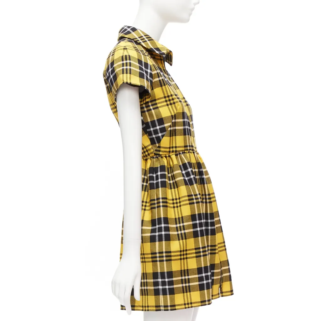 Dior Punk Plaid Dress Yellow Wool Never worn - Model View