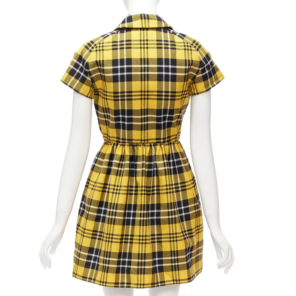Dior Punk Plaid Dress Yellow Wool Never worn - Box View