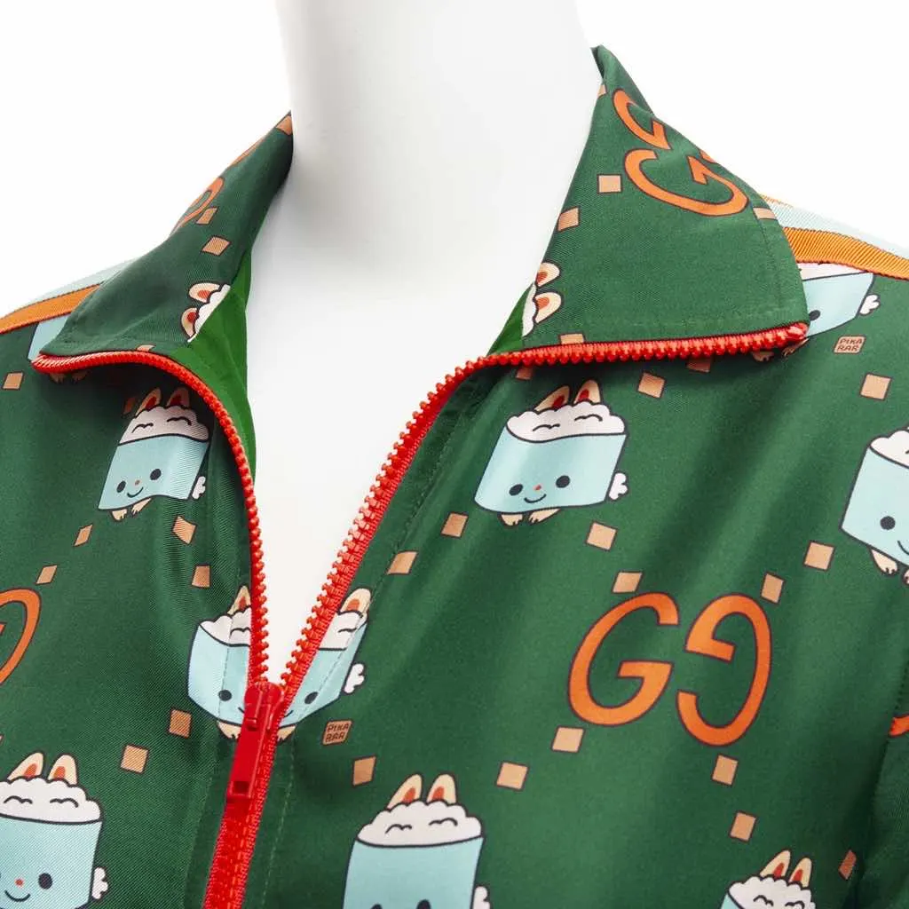 Gucci Green Orange Silk Jacket Green Silk Never worn - Back View
