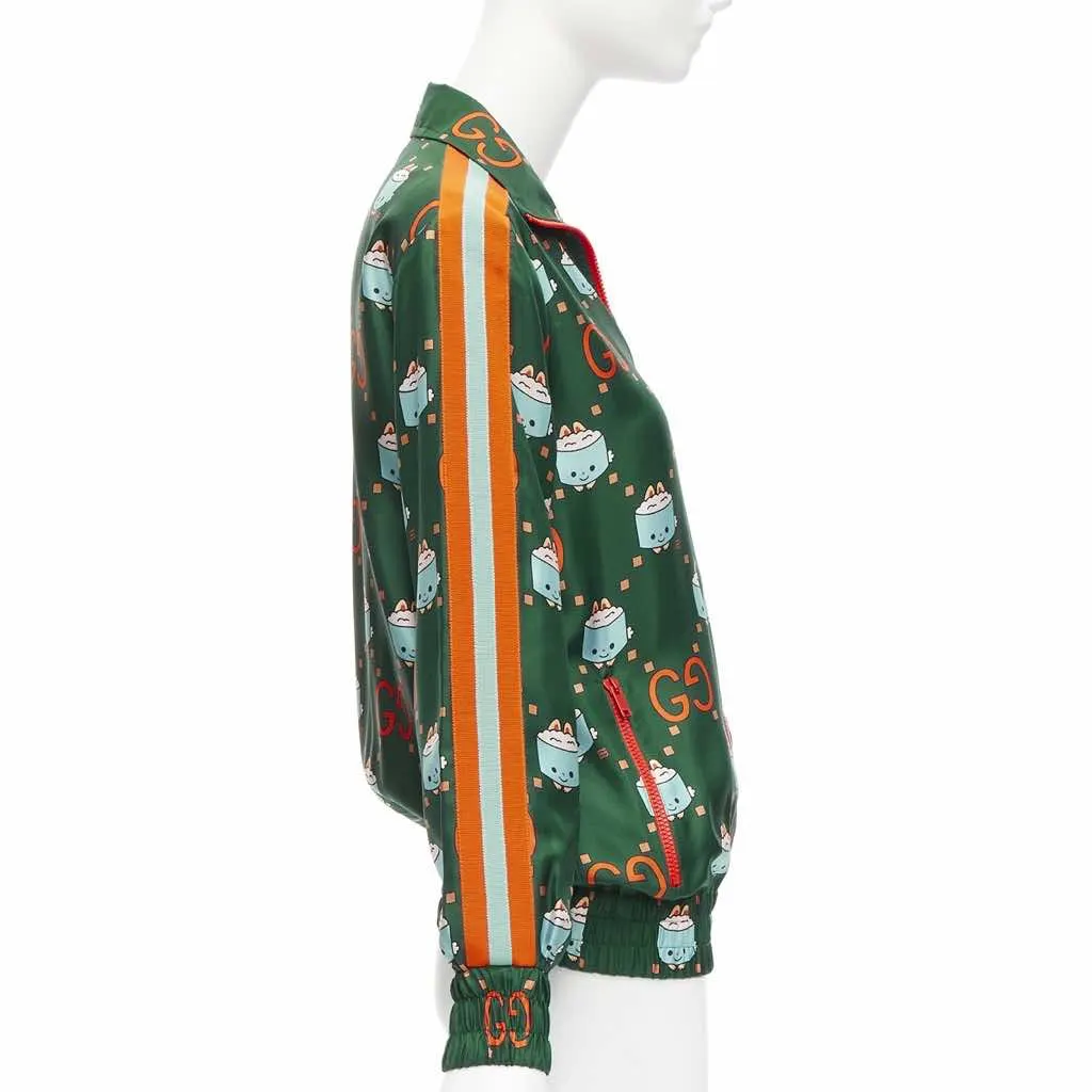 Gucci Green Orange Silk Jacket Green Silk Never worn - Box View