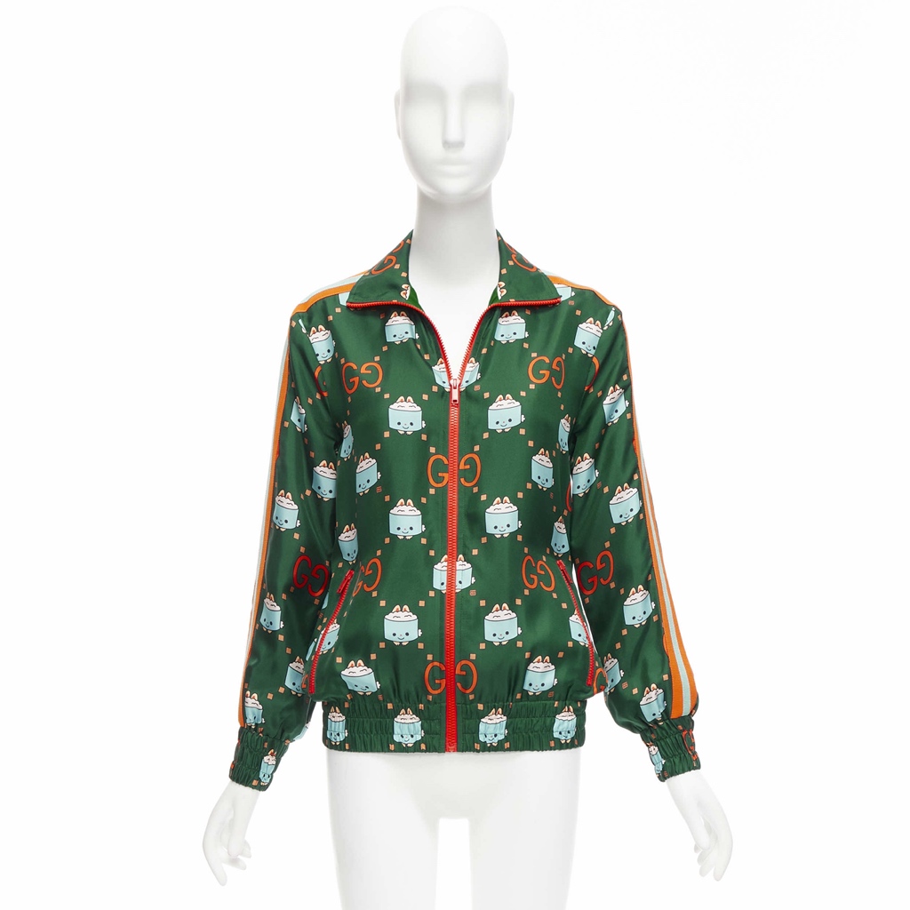 Gucci Green Orange Silk Jacket - Image 12
