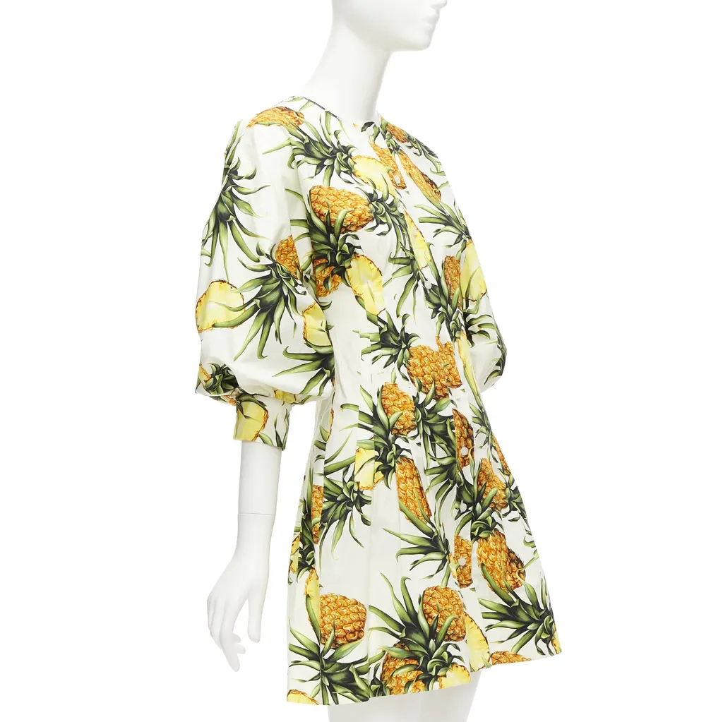 Oscar De La Renta Pineapple Puff Dress Yellow Cotton Never worn - Inside View