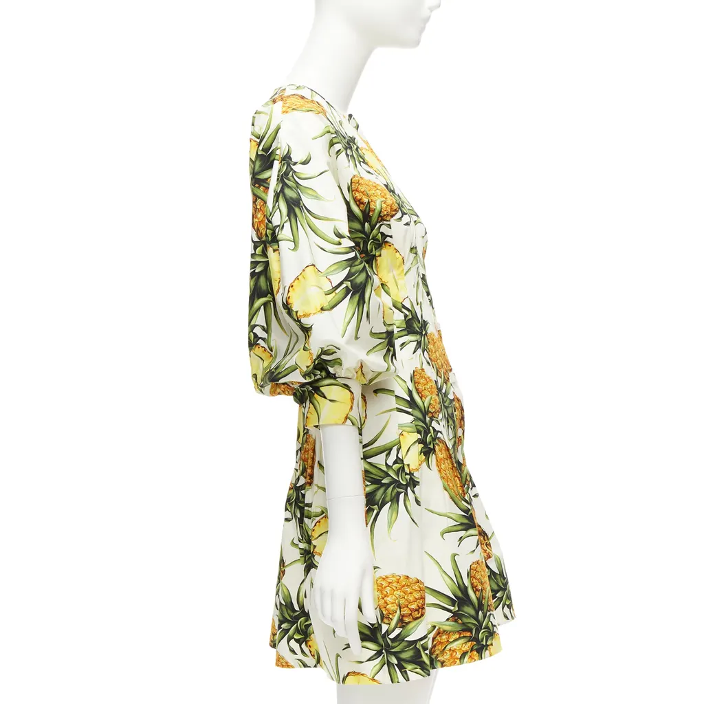 Oscar De La Renta Pineapple Puff Dress Yellow Cotton Never worn - Model View
