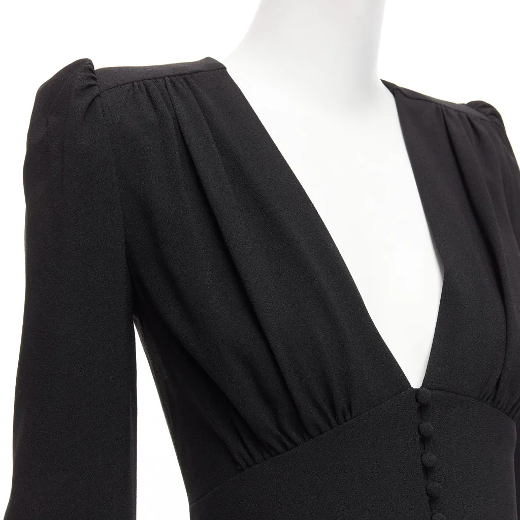 Saint Laurent Deep V Mini Dress Black Acetate Never worn - Back View