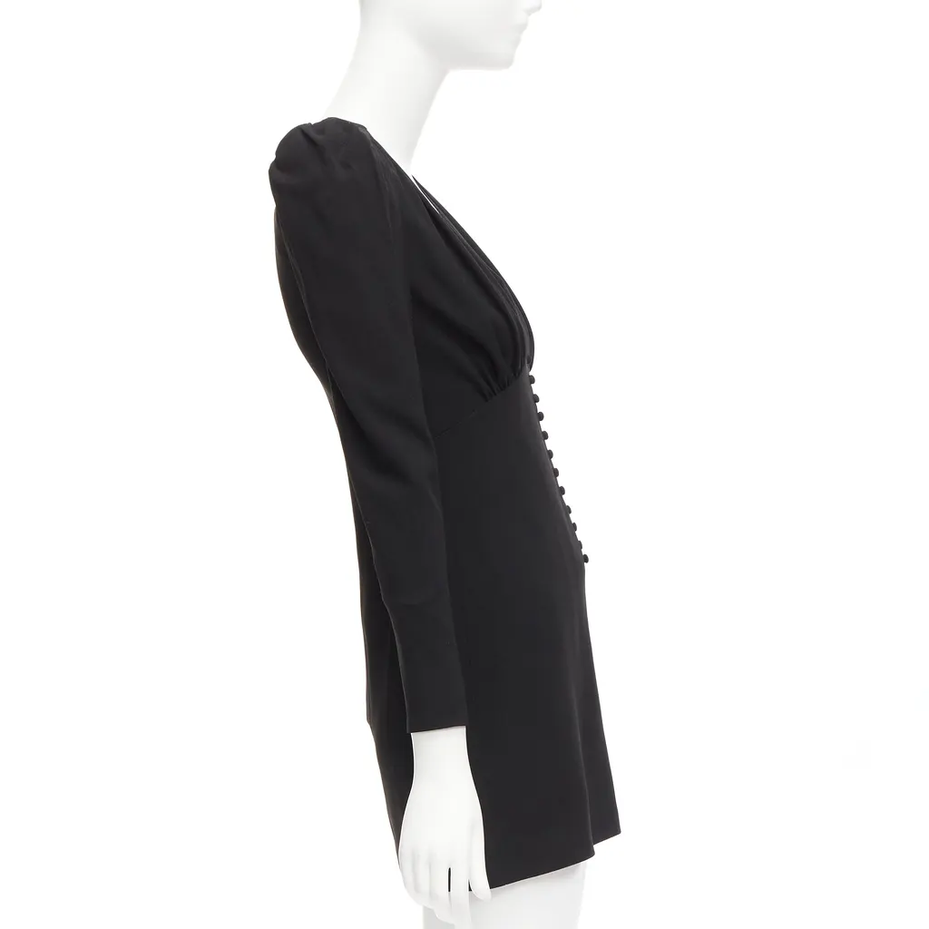 Saint Laurent Deep V Mini Dress Black Acetate Never worn - Model View