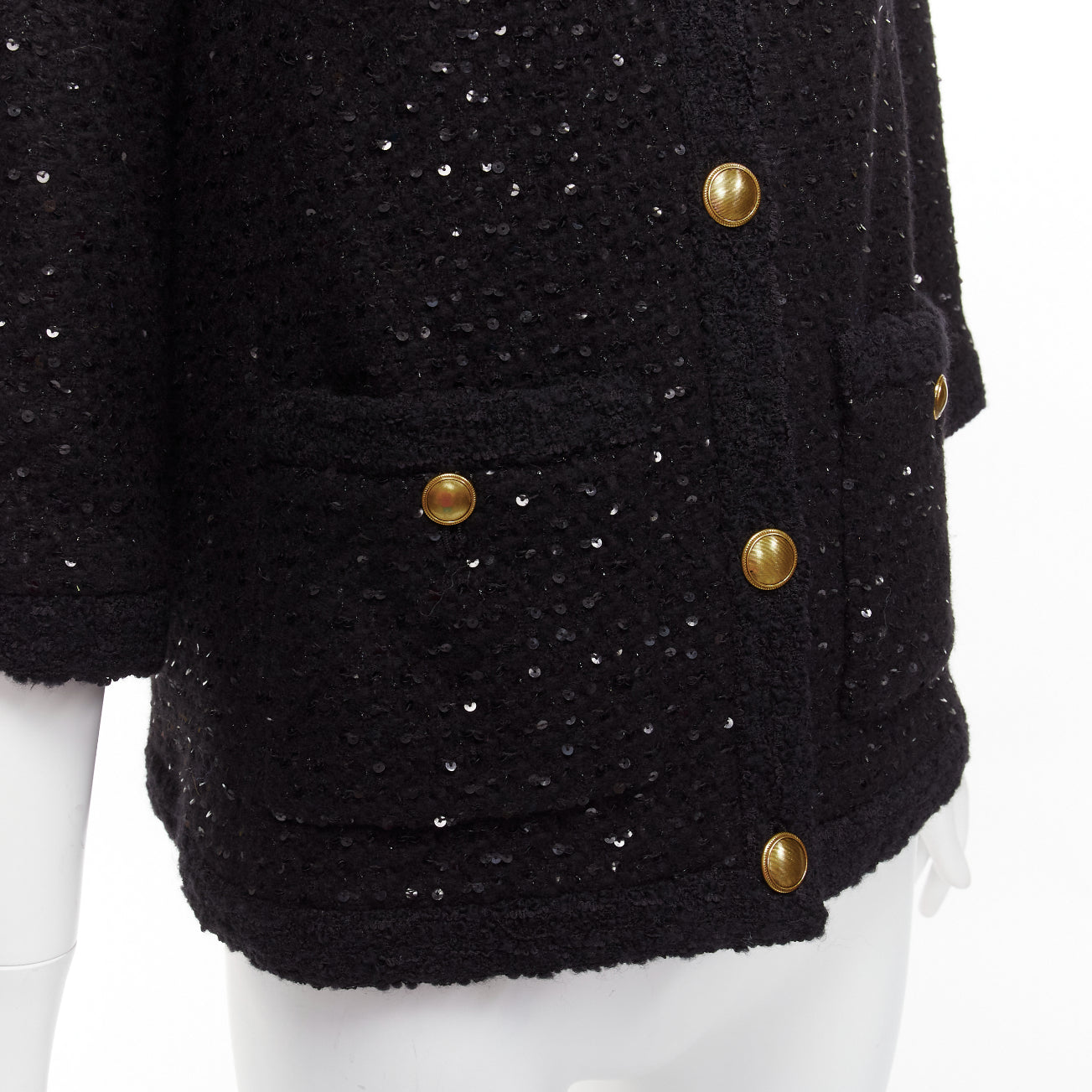 Saint Laurent Black Wool Tweed Jacket - Back view