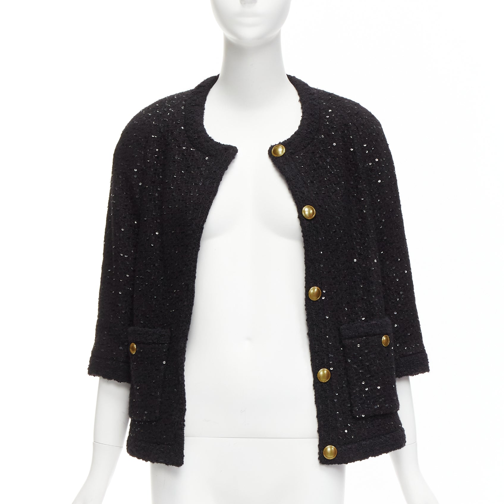 Saint Laurent Black Wool Tweed Jacket - Image 6