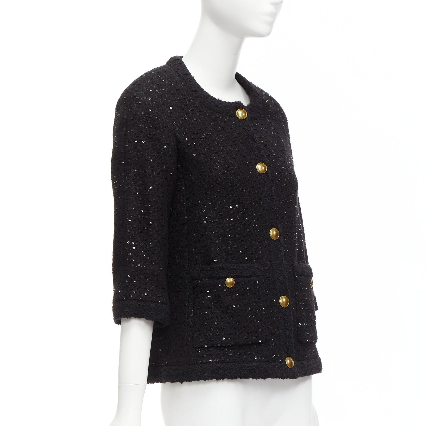 Saint Laurent Black Wool Tweed Jacket - 4
