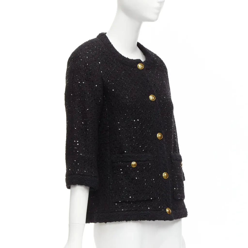 Saint Laurent Black Wool Tweed Jacket Black Wool Never worn - Model View