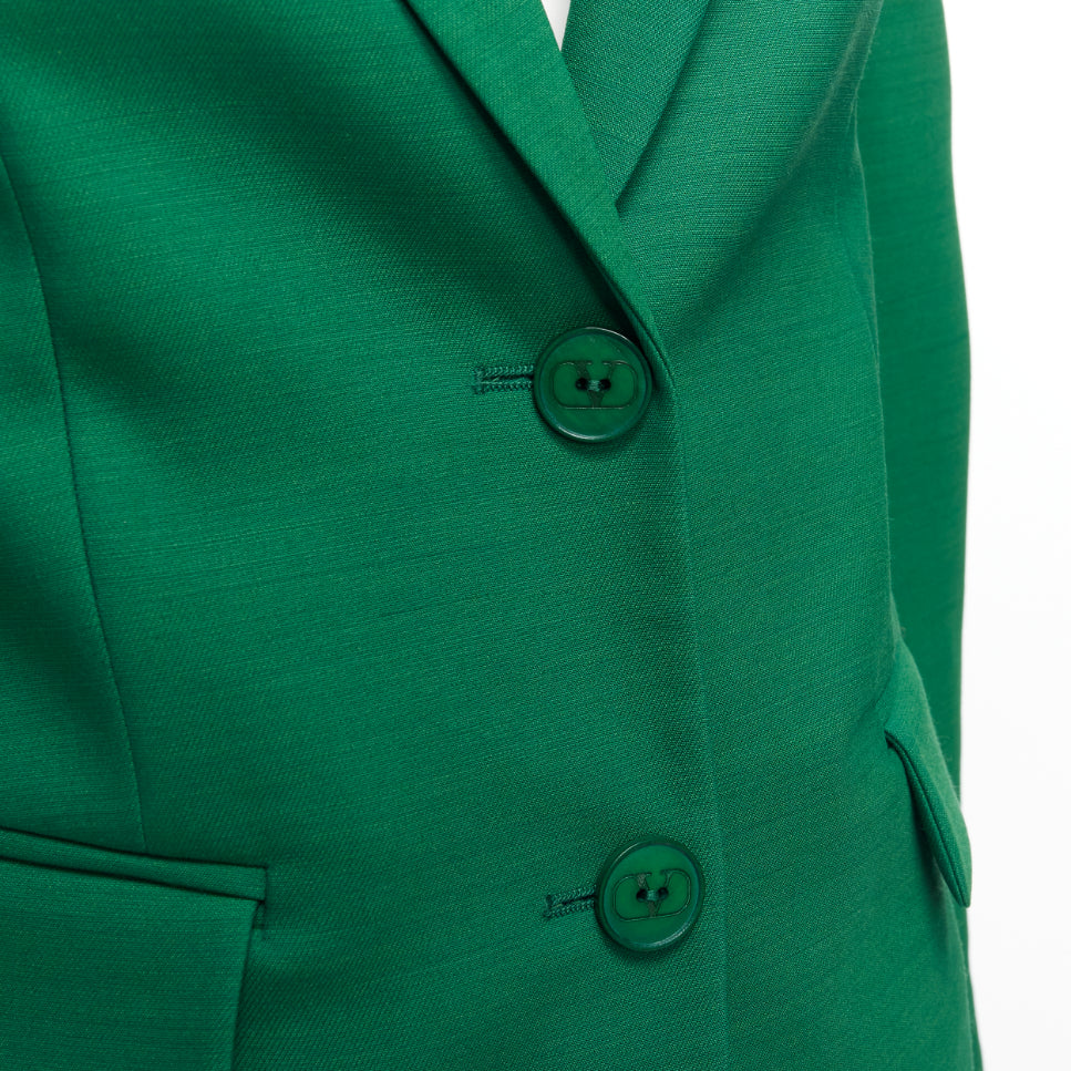 Valentino Garavani Green Wool Silk Blazer - Back view