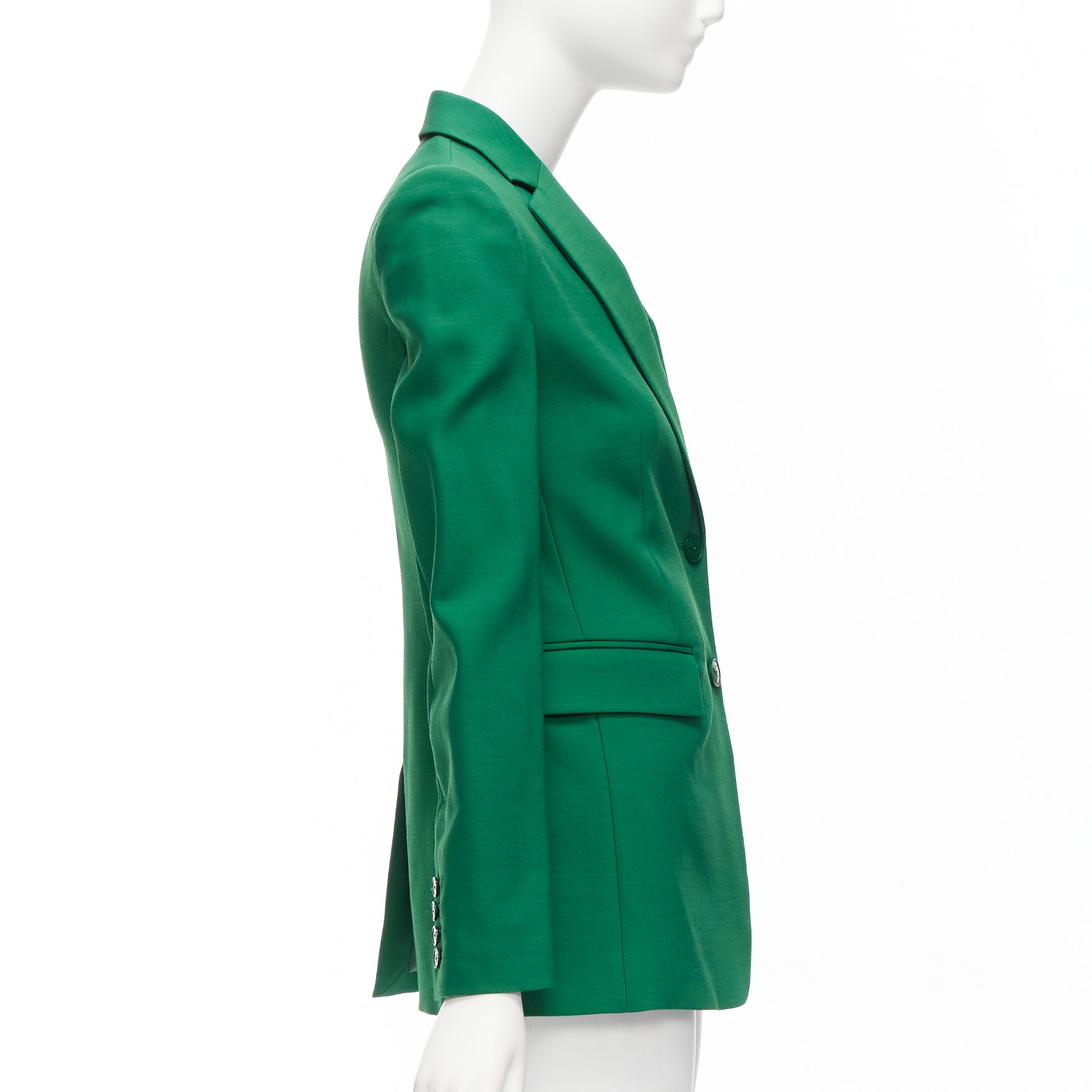 Valentino Garavani Green Wool Silk Blazer - Side view