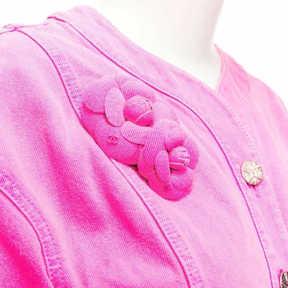 Chanel Pink Cotton Camellia Jacket Pink Cotton Very good - Back View