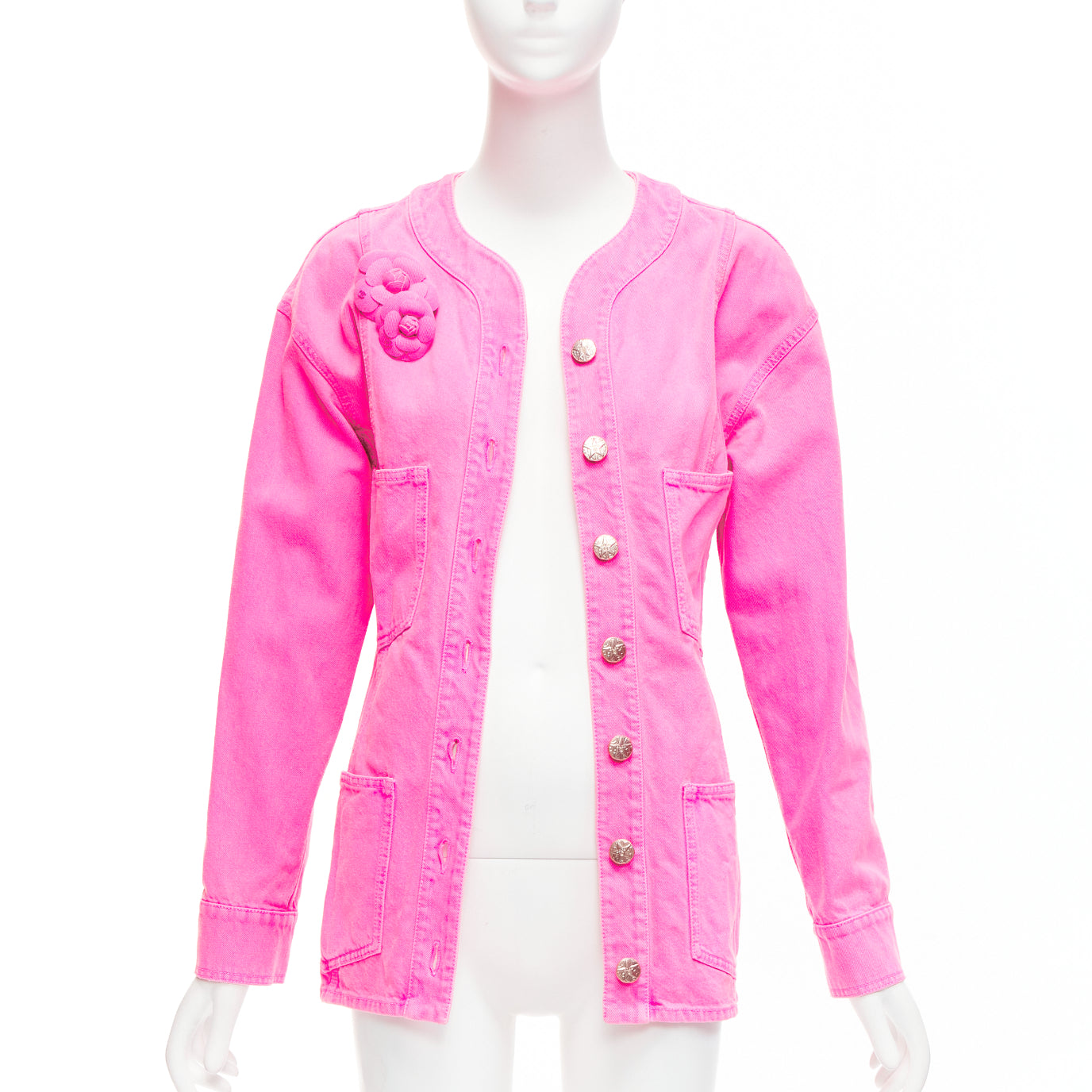 Chanel Pink Cotton Camellia Jacket - Image 6