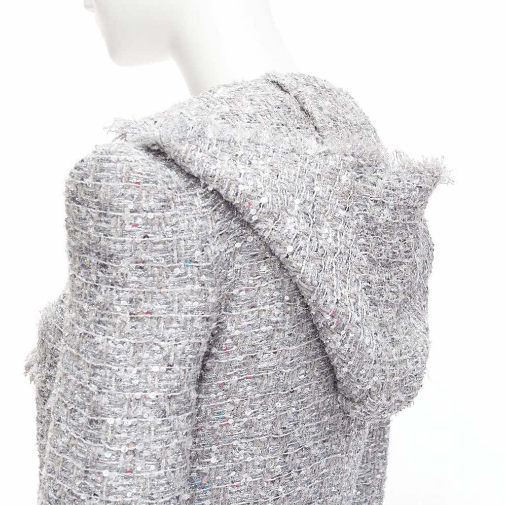 Balmain Silver Metallic Boucle Jacket - Back view