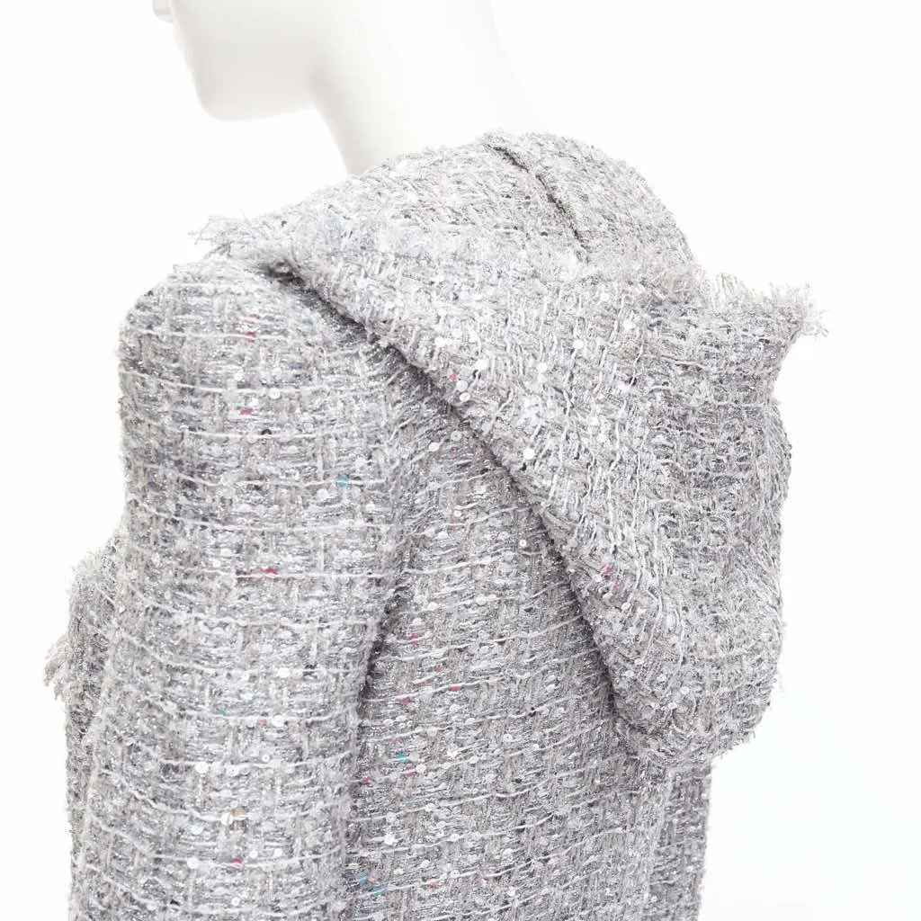 Balmain Silver Metallic Boucle Jacket Silver Polyester Never worn - Back View