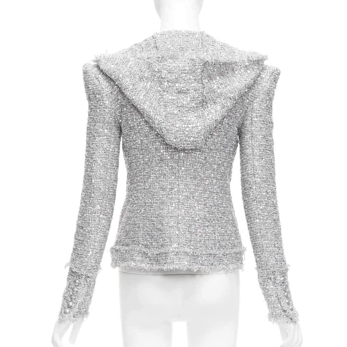 Balmain Silver Metallic Boucle Jacket - Detail 1