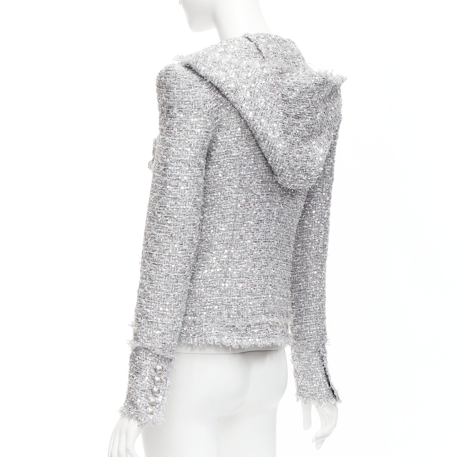 Balmain Silver Metallic Boucle Jacket - Detail 2
