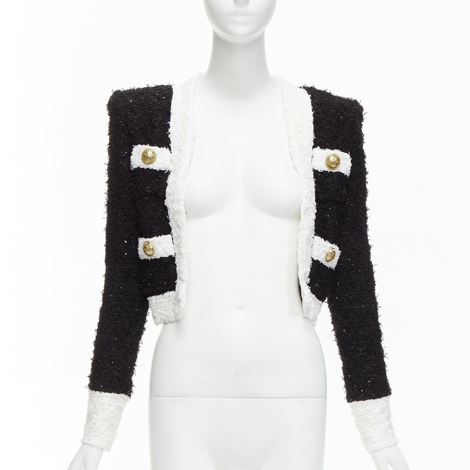 Balmain Black White Tweed Blazer - Image 6