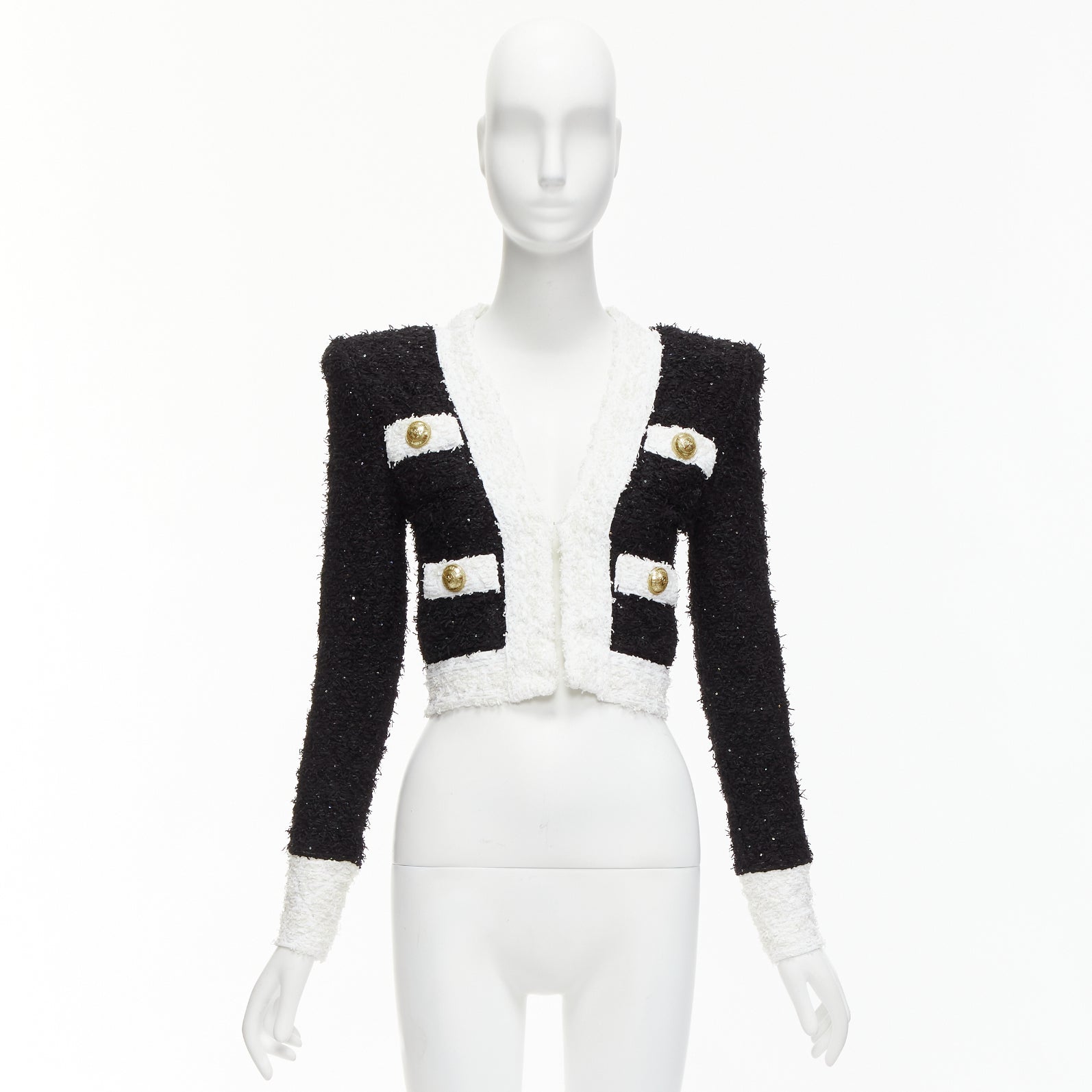 Balmain Black White Tweed Blazer - Image 12