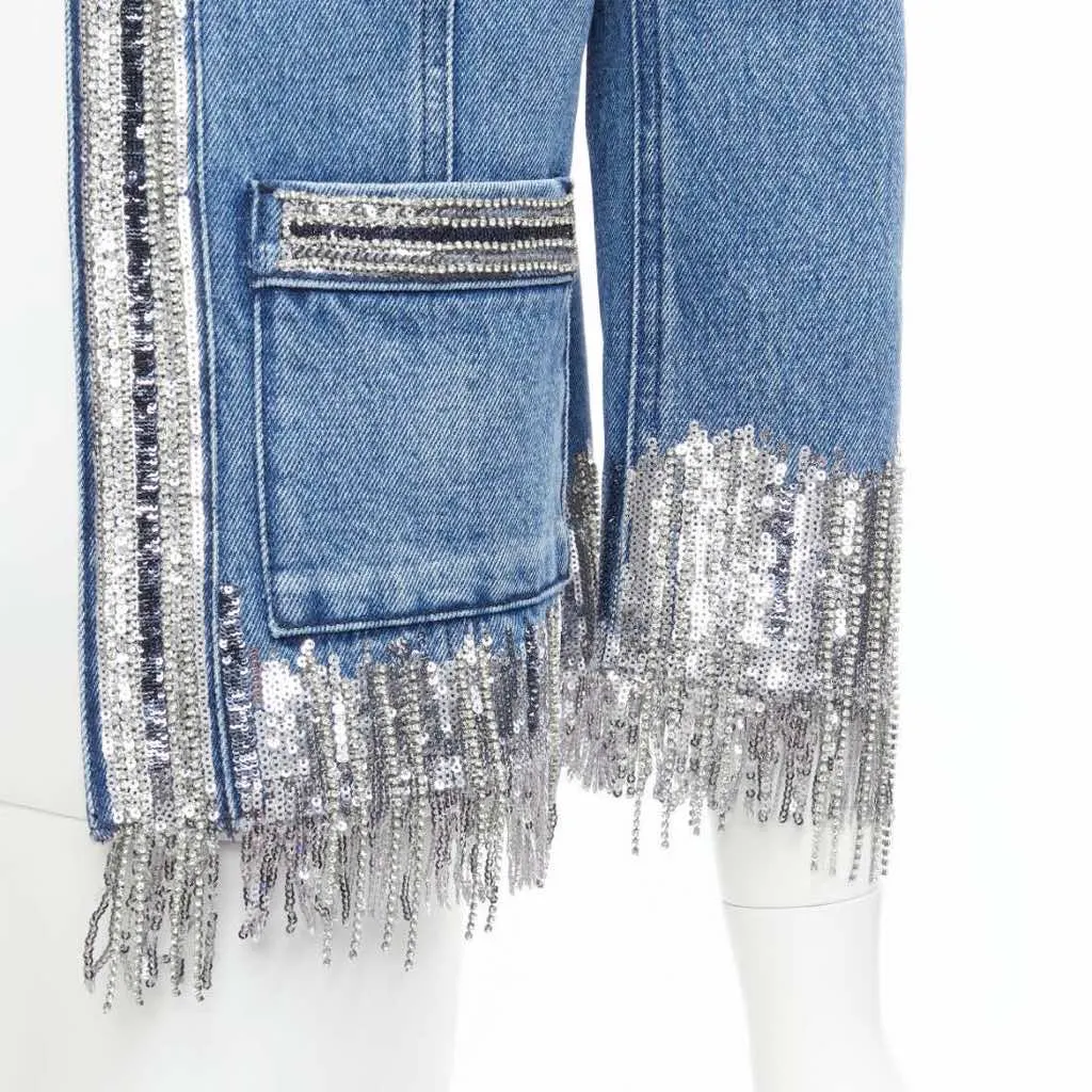 Balmain Blue Denim Crystal Jacket Blue Denim Never worn - Back View