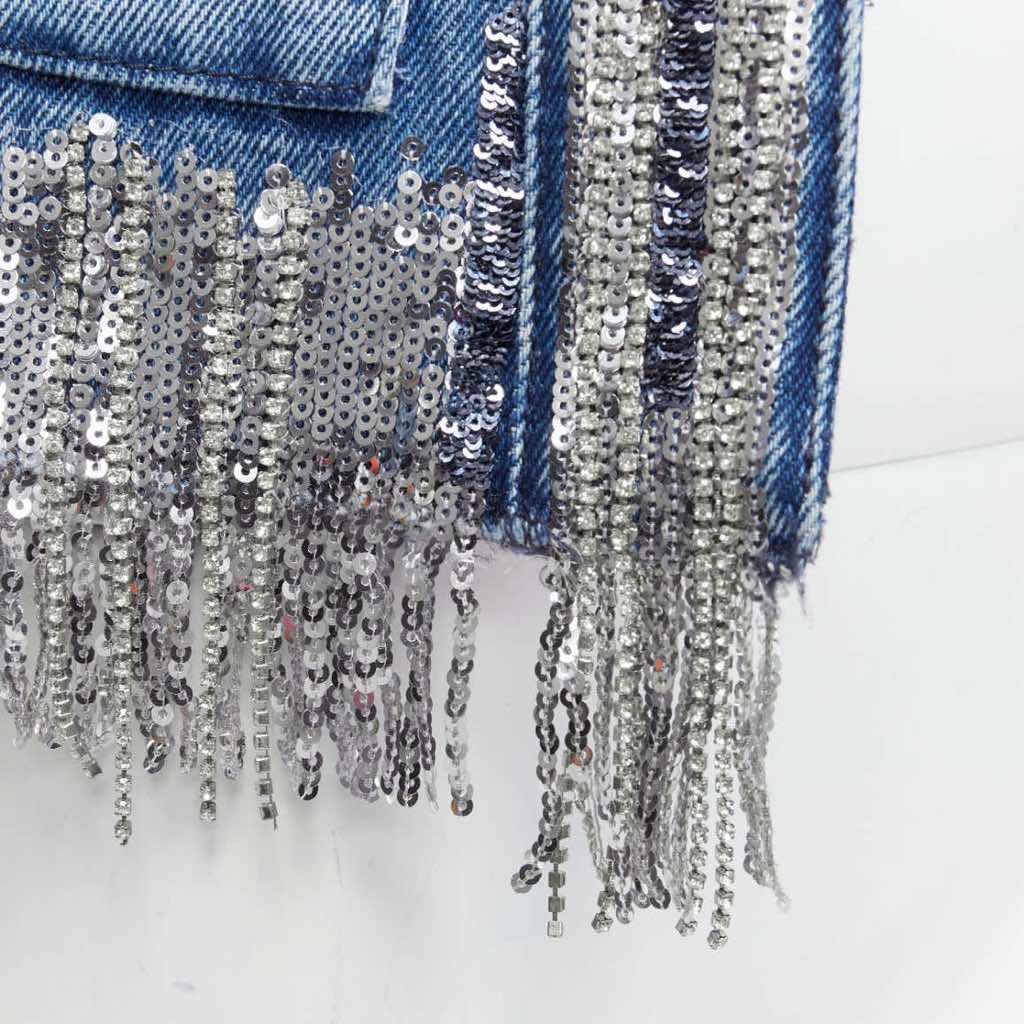 Balmain Blue Denim Crystal Jacket - Image 11
