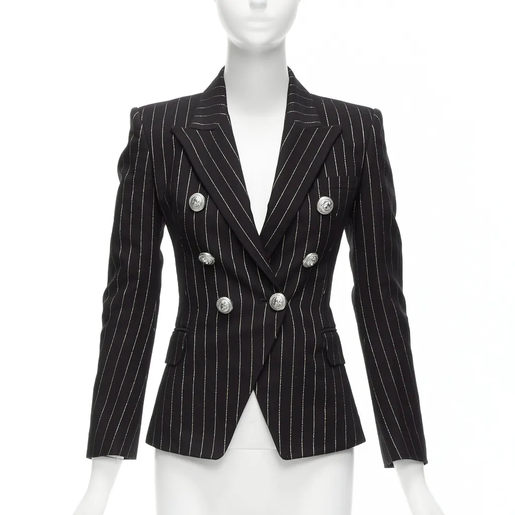 Balmain Gold Striped Blazer Black Cotton Never worn - Front View