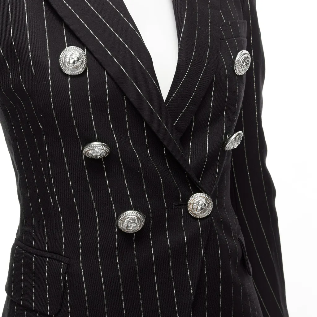 Balmain Gold Striped Blazer Black Cotton Never worn - Back View