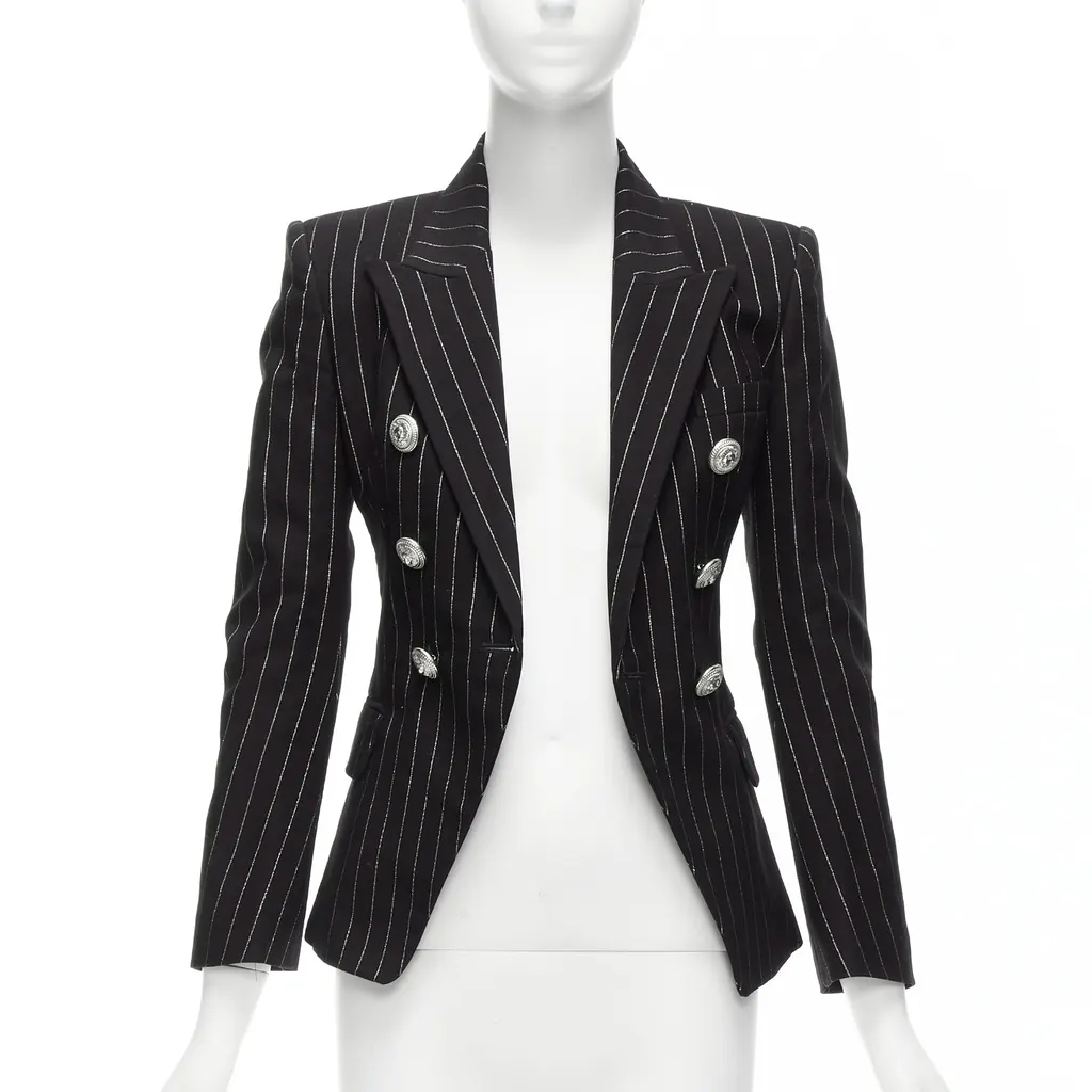 Balmain Gold Striped Blazer Black Cotton Never worn - Inside View