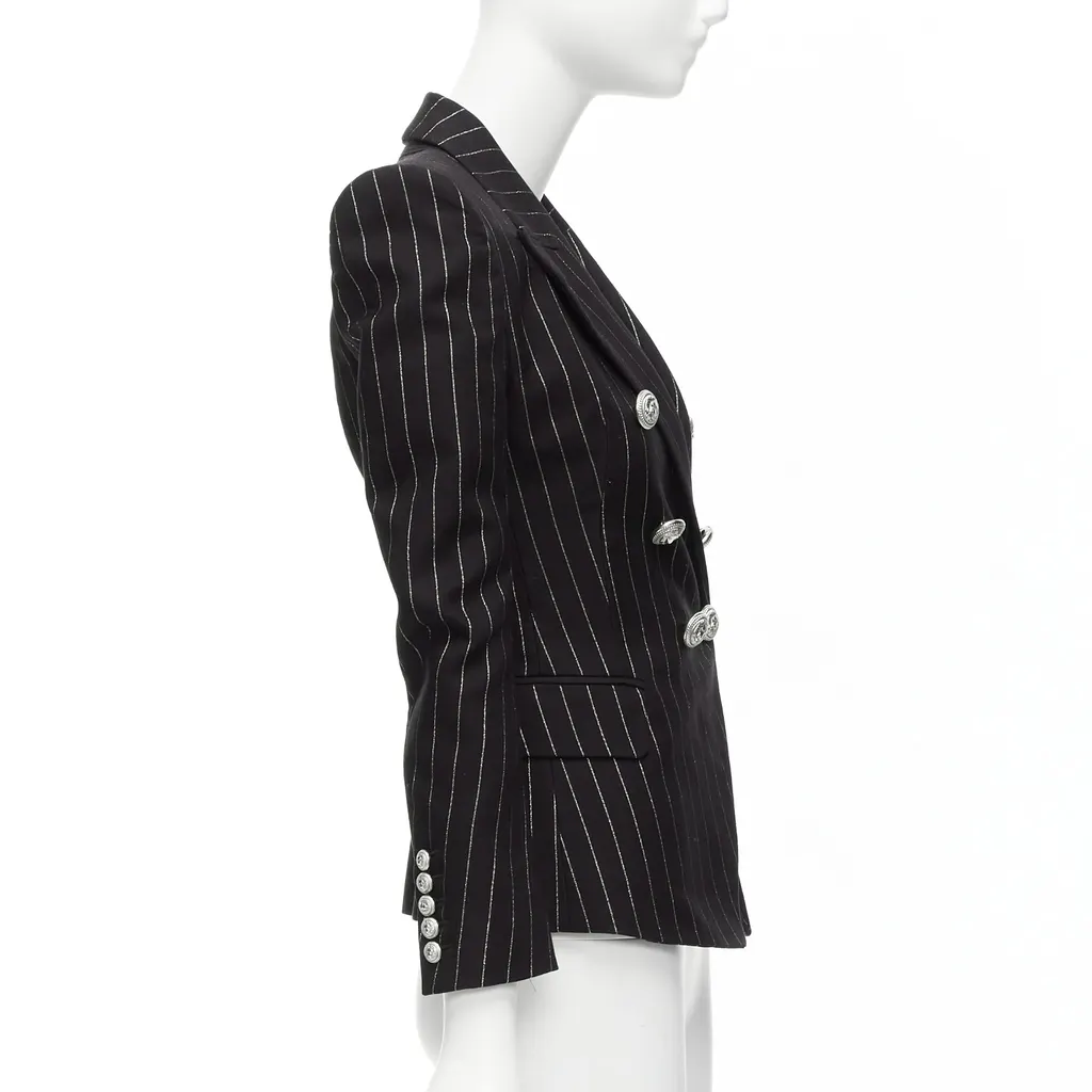 Balmain Gold Striped Blazer Black Cotton Never worn - Box View
