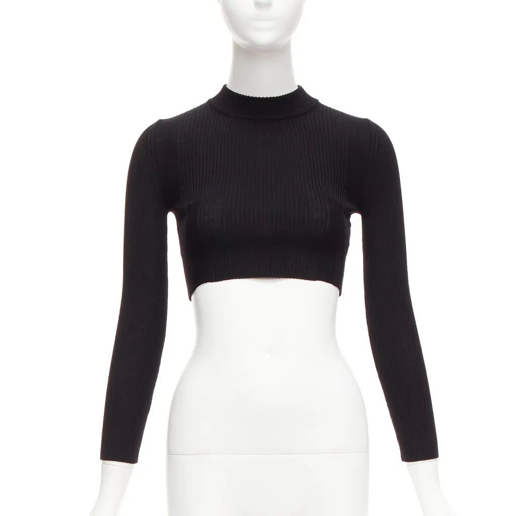 Maison Martin Margiela Ribbed Sock Crop Top Black Wool Never worn - Front View