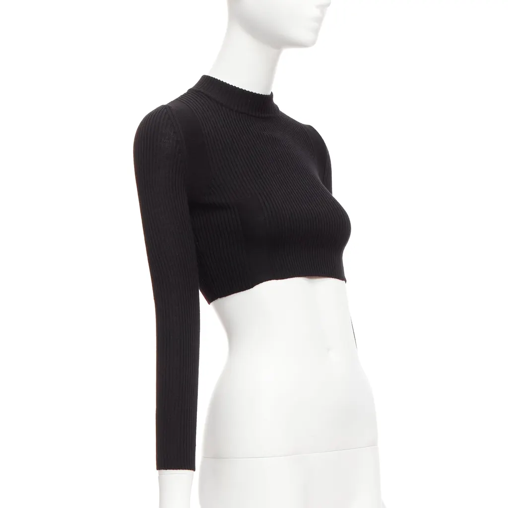 Maison Martin Margiela Ribbed Sock Crop Top Black Wool Never worn - Inside View