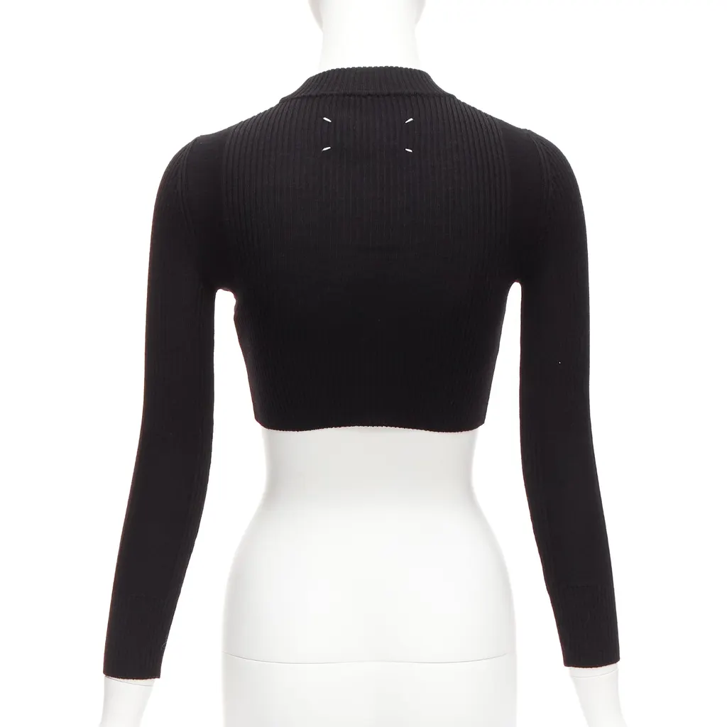 Maison Martin Margiela Ribbed Sock Crop Top Black Wool Never worn - Box View