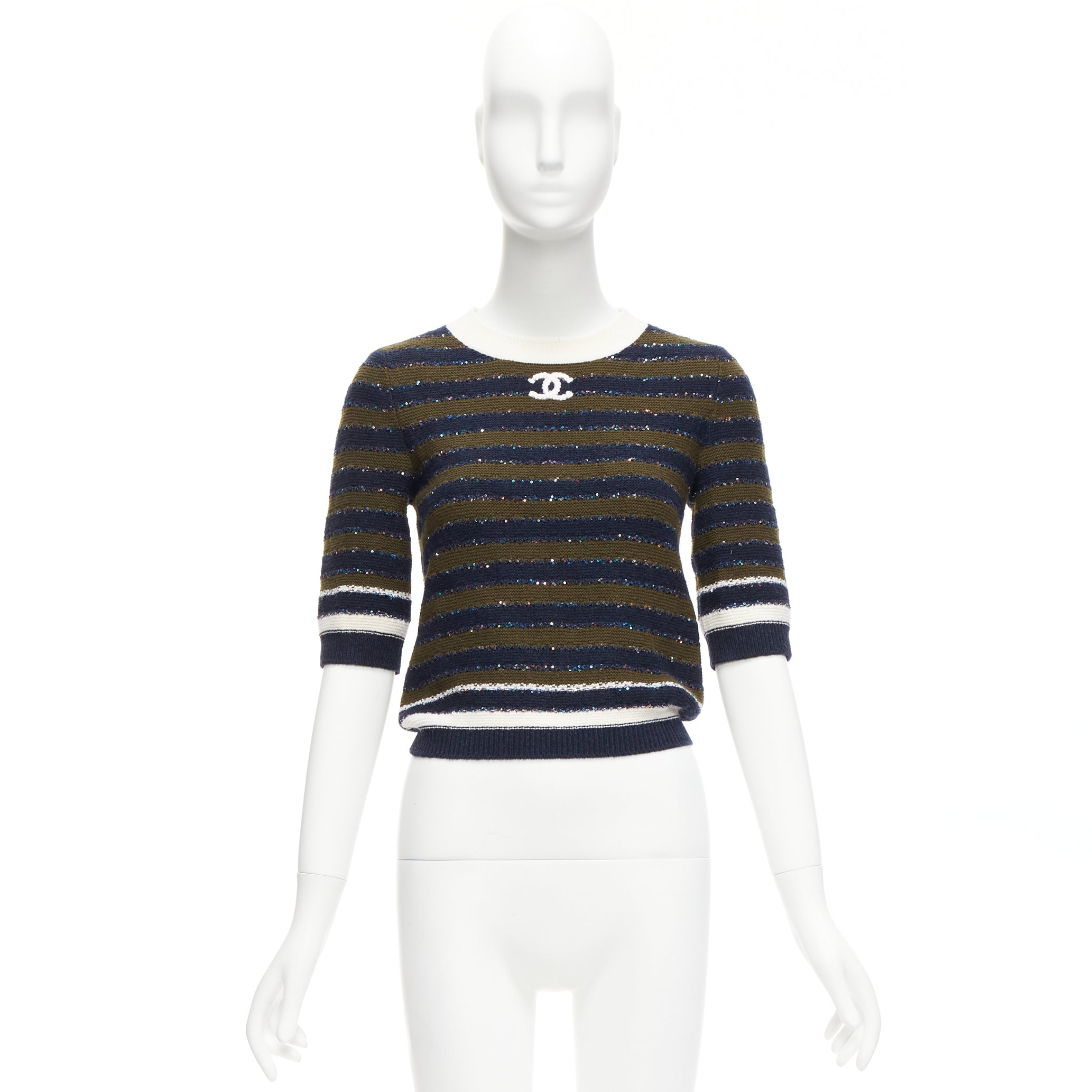 Chanel Sequin Stripe Sweater - Image 11