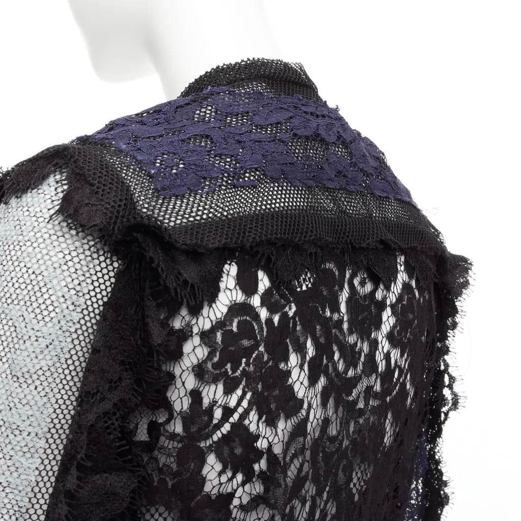 Lanvin Lace Sheer Jacket Blue Cotton Never worn - Back View