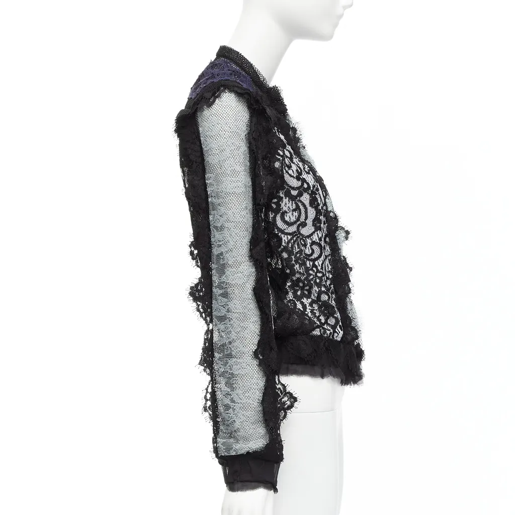 Lanvin Lace Sheer Jacket Blue Cotton Never worn - Box View