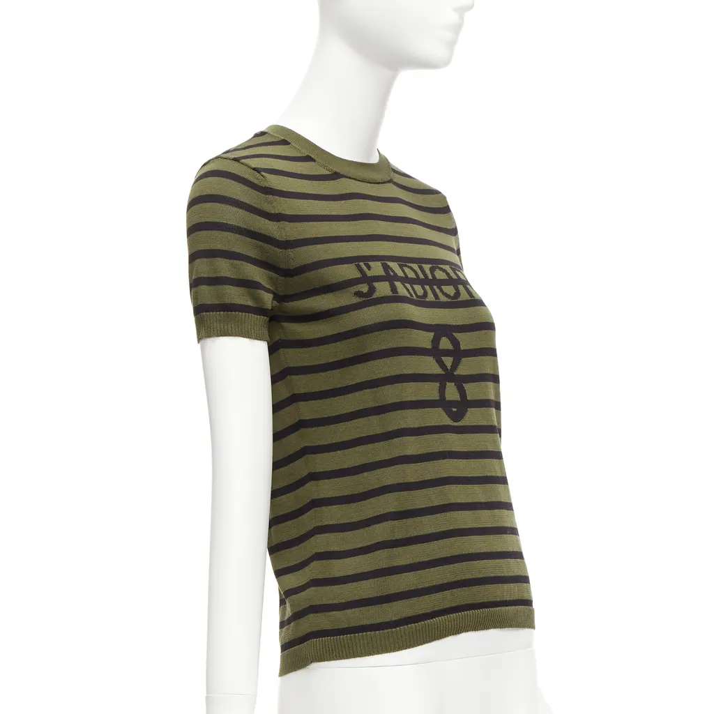 Dior Stripe Silk Top Green Silk Very good - Inside View