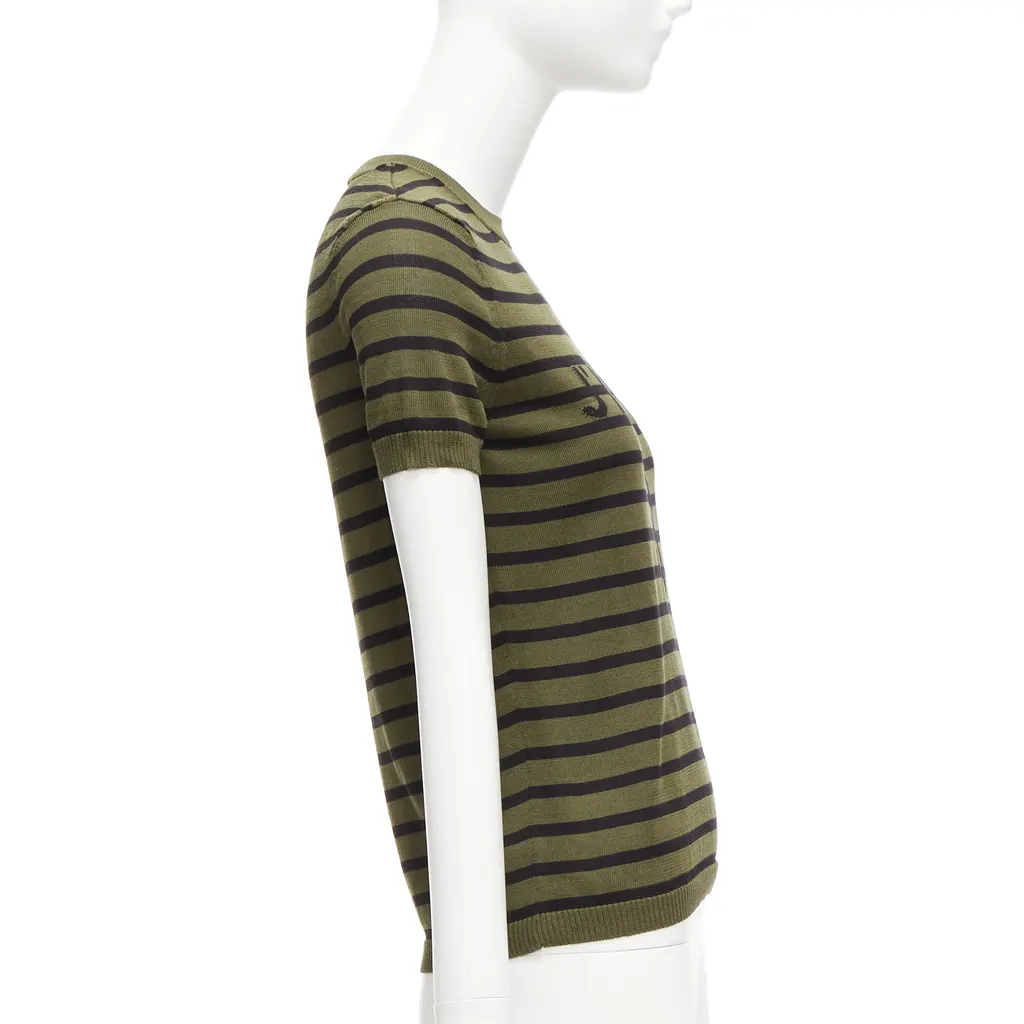 Dior Stripe Silk Top Green Silk Very good - Model View
