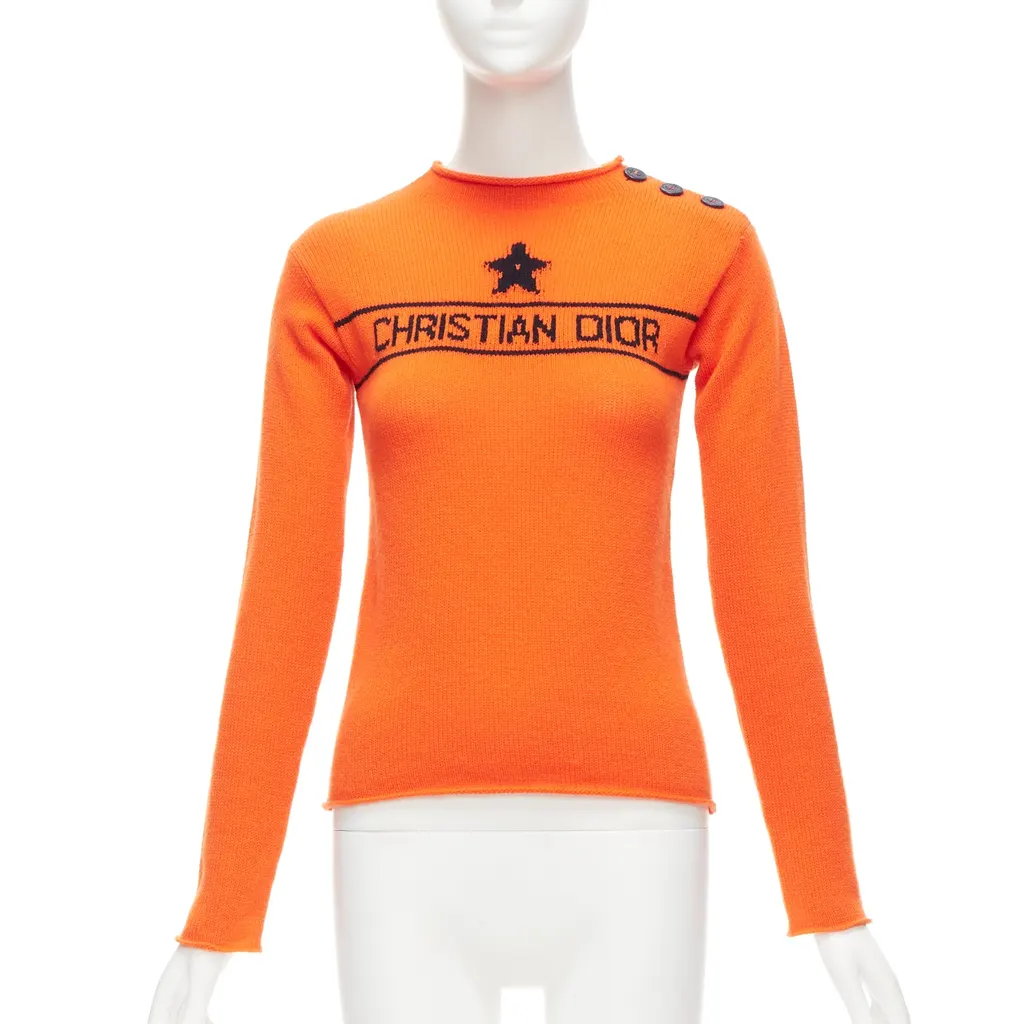 Dior Orange Star Sweater Orange Cashmere Never worn - Front View