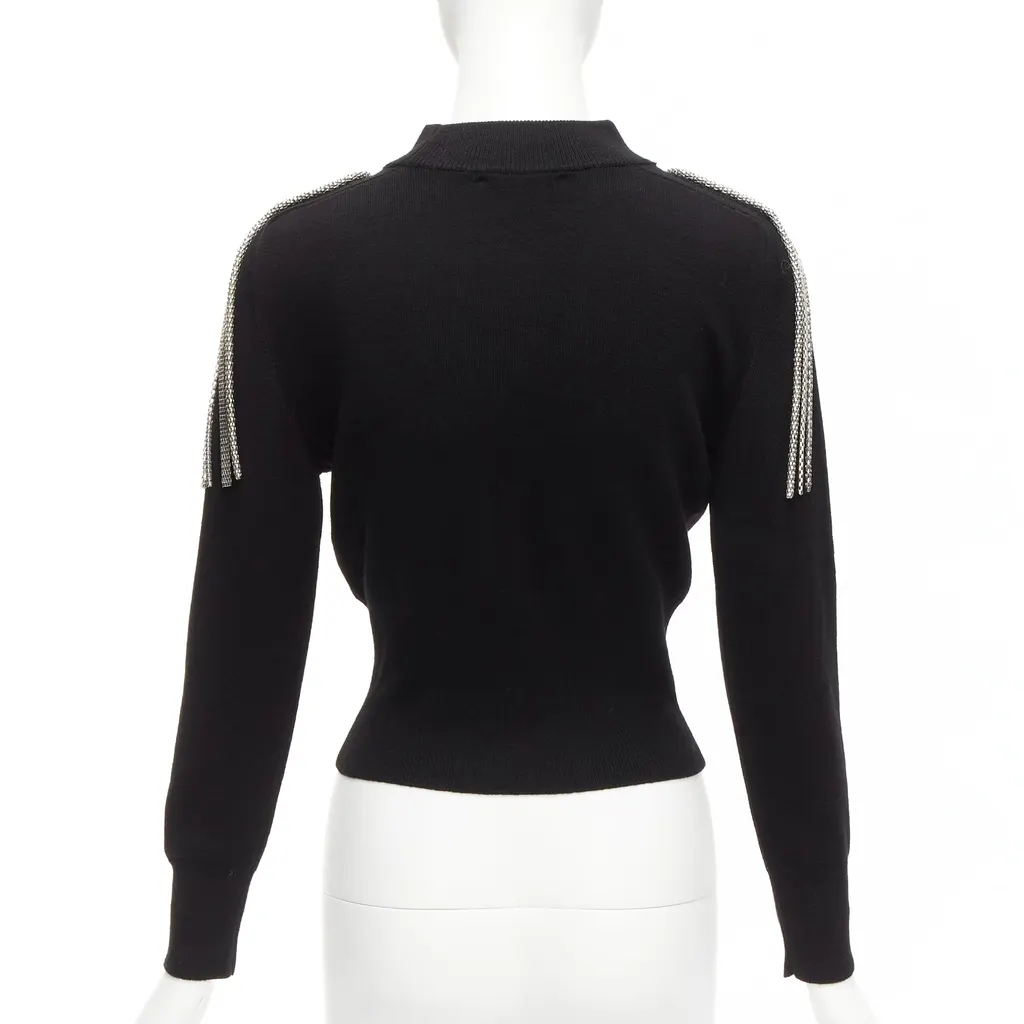 Christopher Kane Chain Shoulder Sweater Black Wool Never worn - Box View