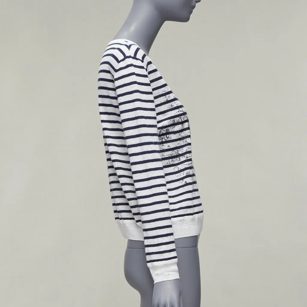 Dior Animal Stripe Sweater White Linen Never worn - Model View