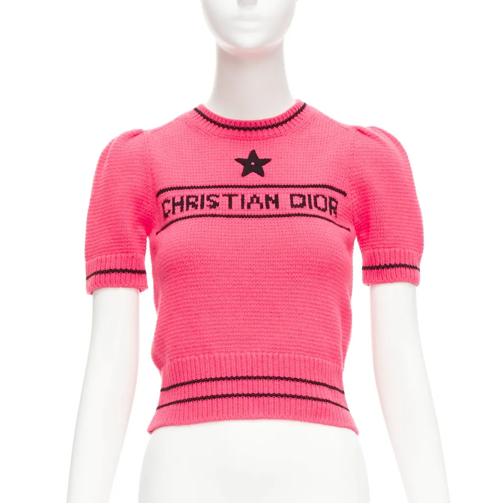 Dior Puff Sleeve Sweater Pink Wool Never worn - Front View