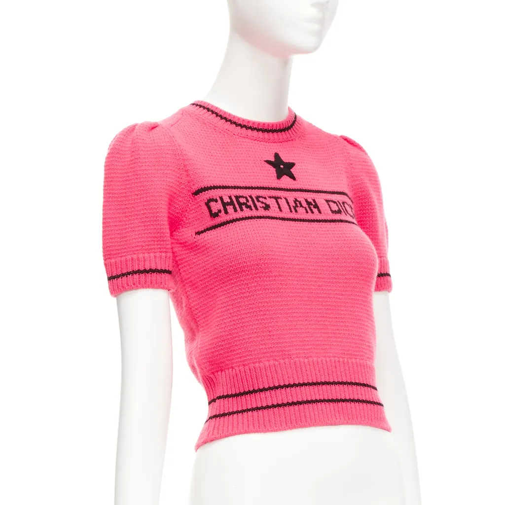 Dior Puff Sleeve Sweater Pink Wool Never worn - Inside View
