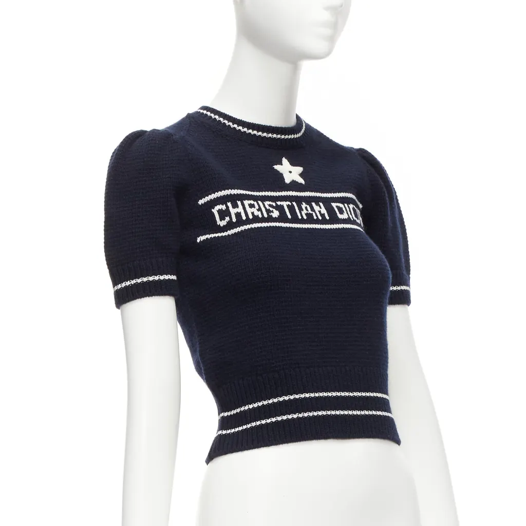 Dior Navy Puff Sweater Navy Wool Never worn - Inside View