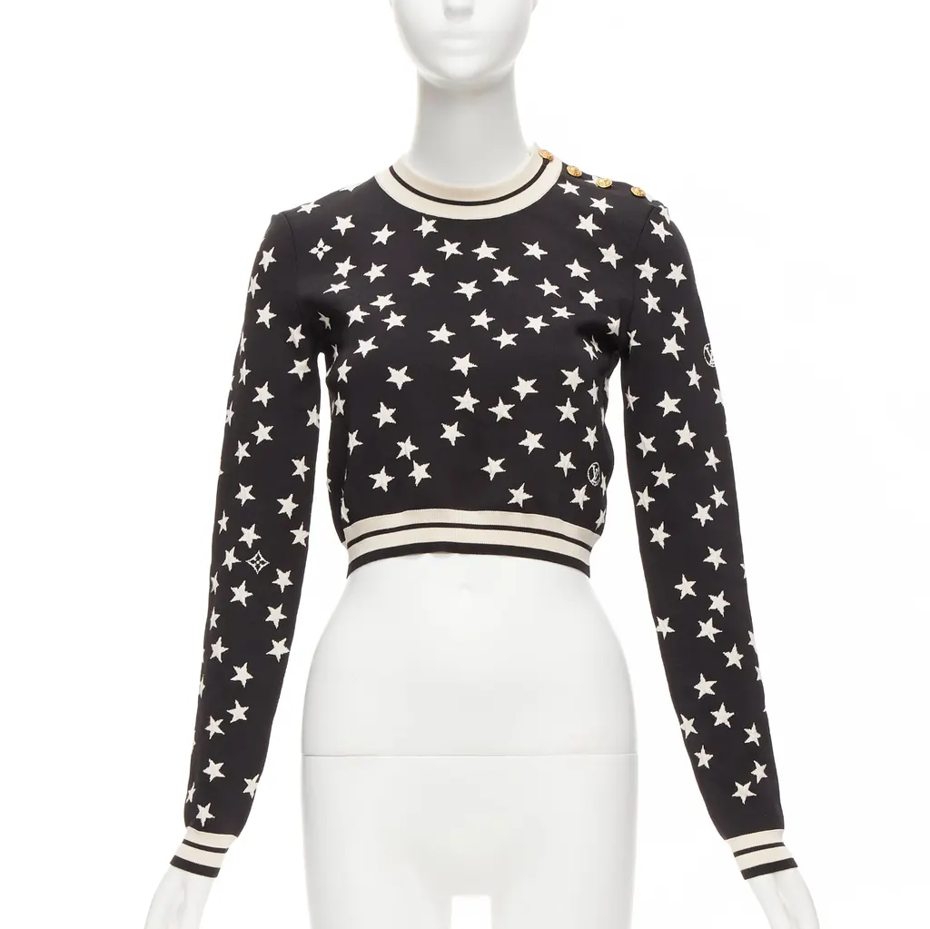 Louis Vuitton Star LV Crop Sweater Black Silk Never worn - Front View