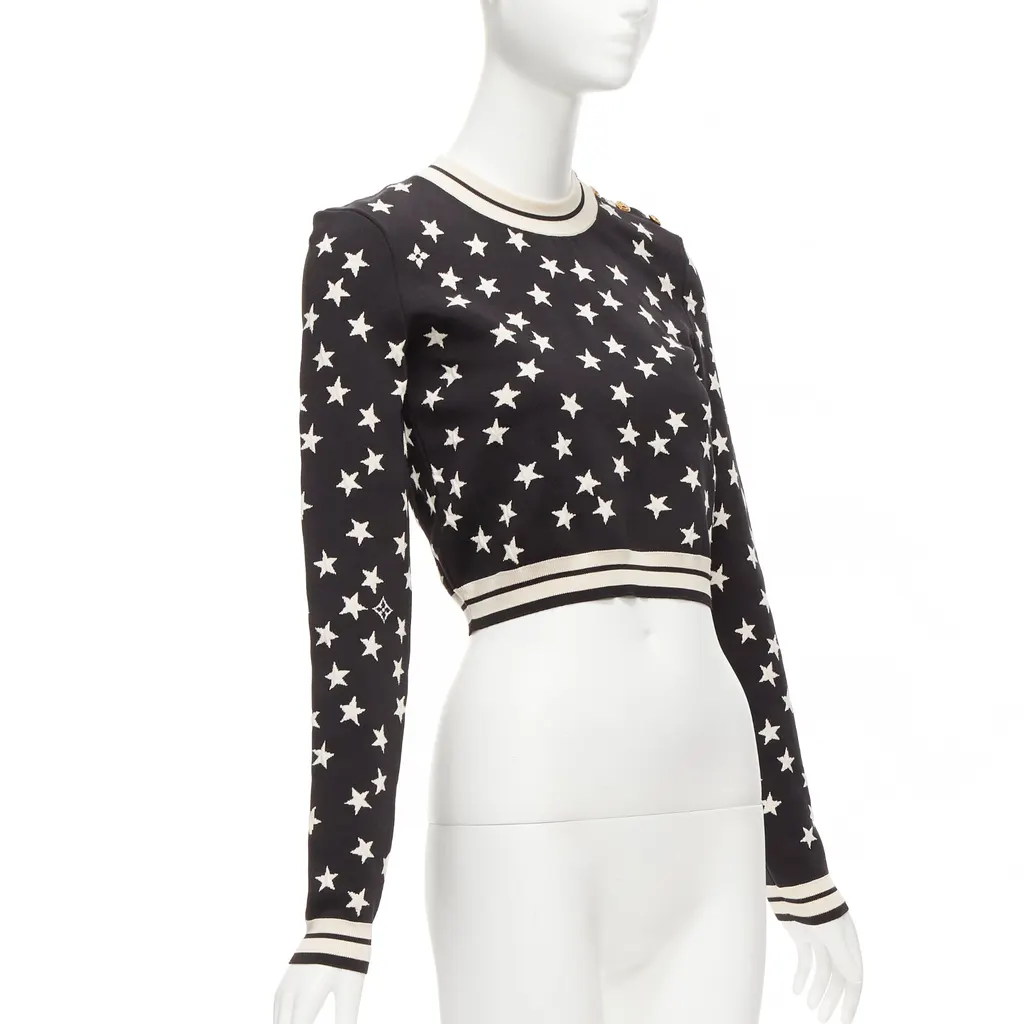 Louis Vuitton Star LV Crop Sweater Black Silk Never worn - Inside View