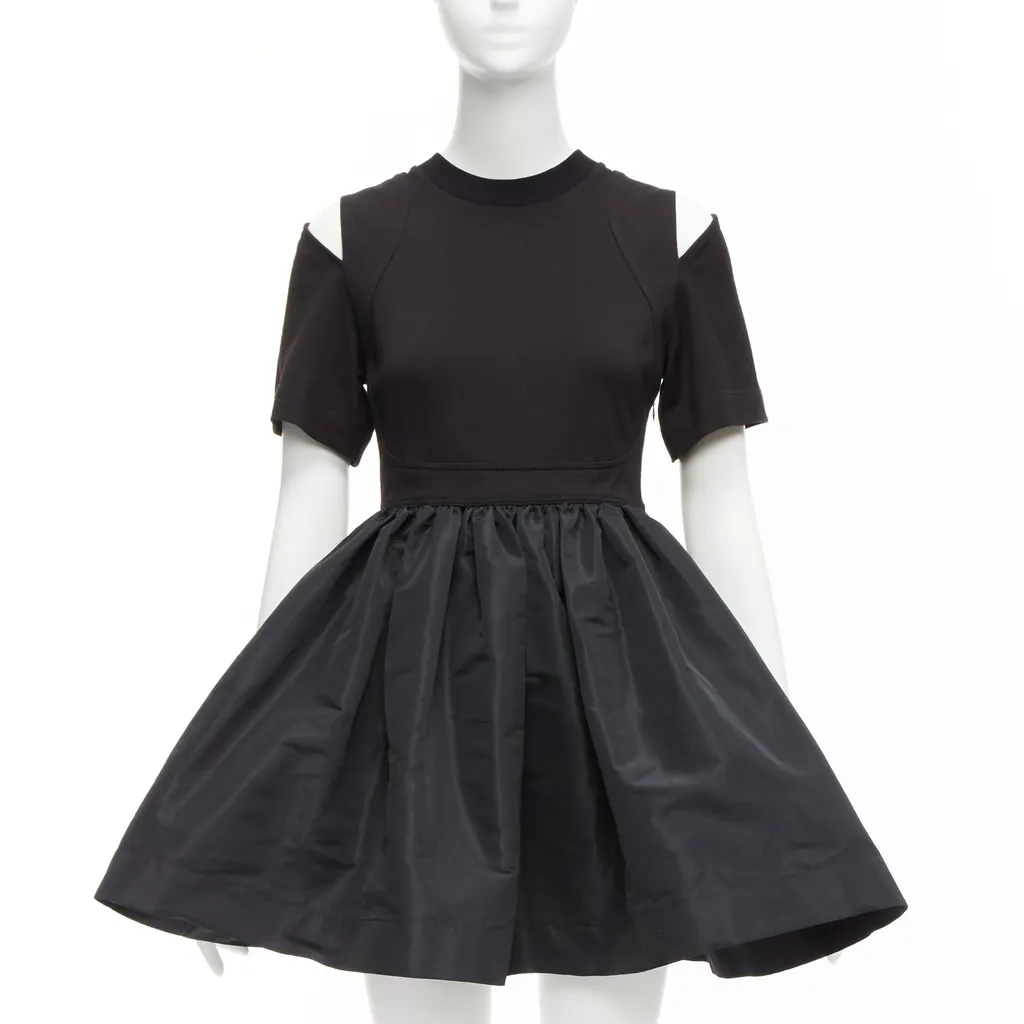 Alexander McQueen Cold Shoulder Dress Black Cotton Never worn - Front View