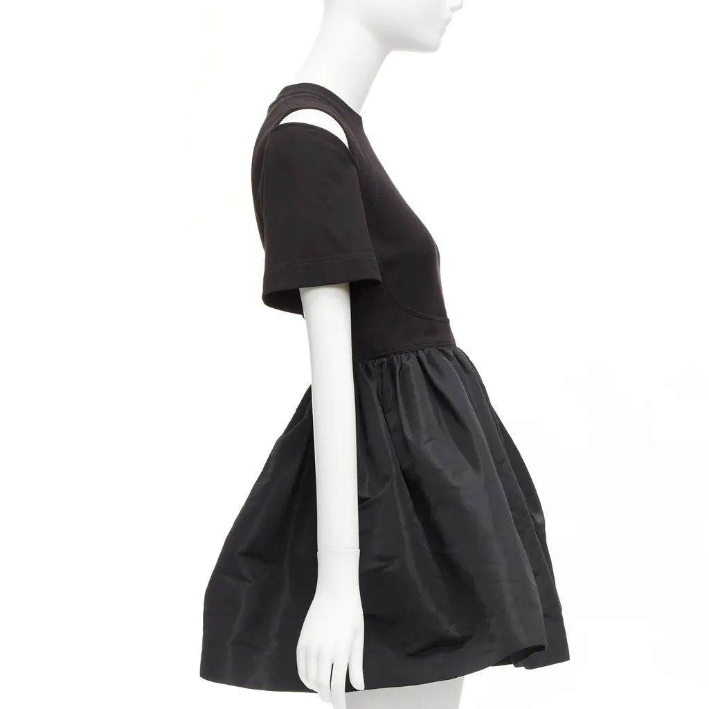 Alexander McQueen Cold Shoulder Dress Black Cotton Never worn - Model View