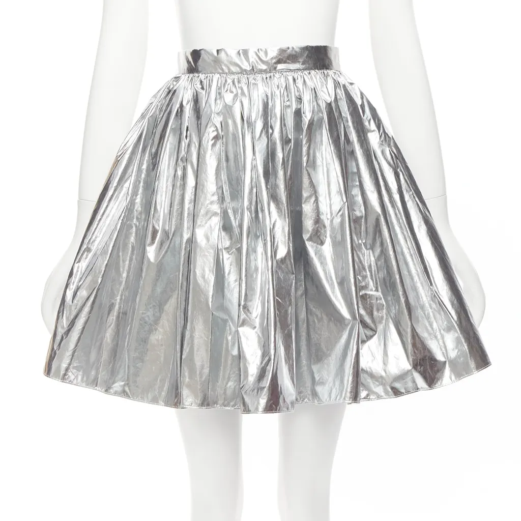Alexander McQueen Silver Circle Skirt Silver Polyester Very good - Front View